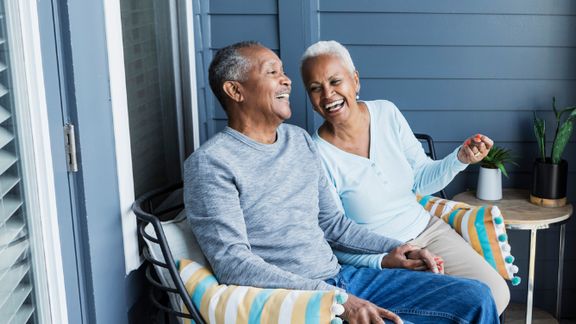 Laughing and healthy senior couple