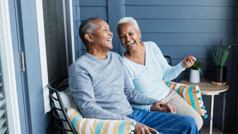 Laughing and healthy senior couple